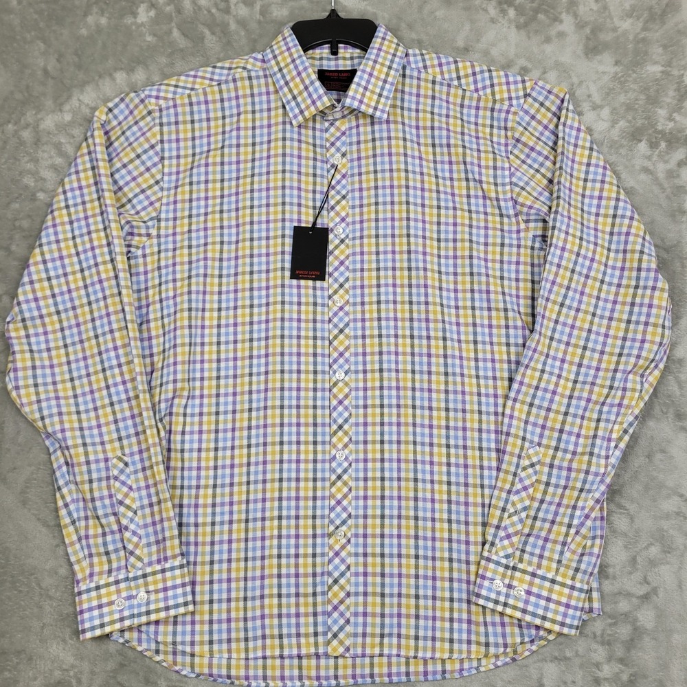 Jared‎ Lang After Hours Mens 2XL Slim Fit Colorful Plaid Long Sleeve Shirt (NWT)